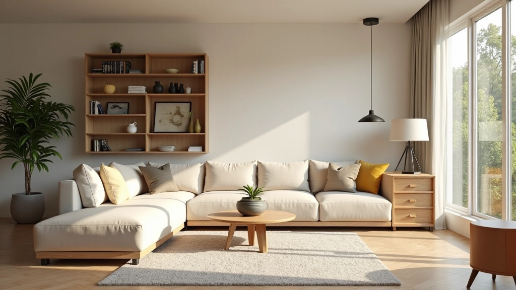 Living room with organized storage solutions