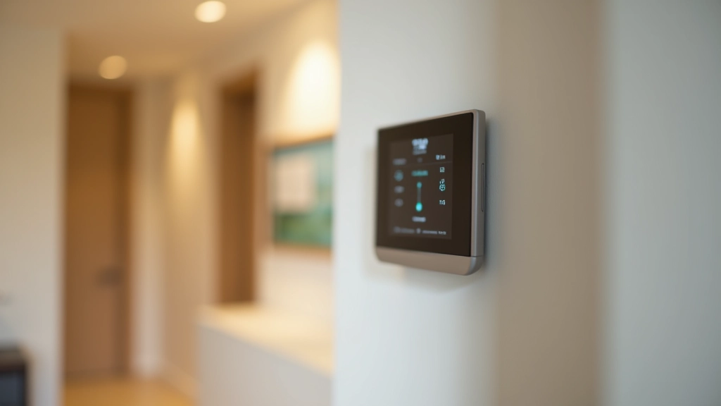 Smart thermostat on wall
