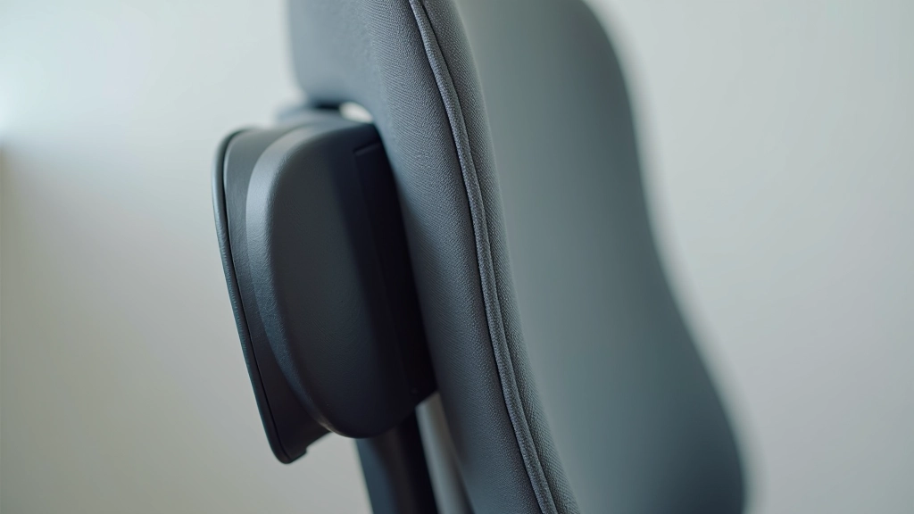 Close-up detail of ergonomic chair lumbar support curve showing proper lower back positioning
