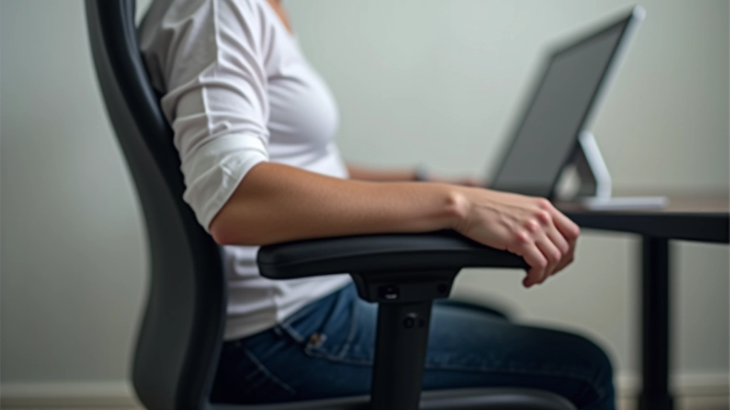 Adjustable armrests on ergonomic chair at proper elbow height positioning