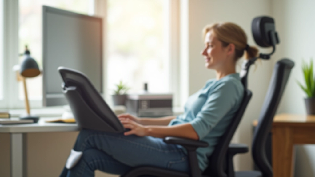 Ergonomic desk chair with proper lumbar support and cushioned armrests in modern home office setting