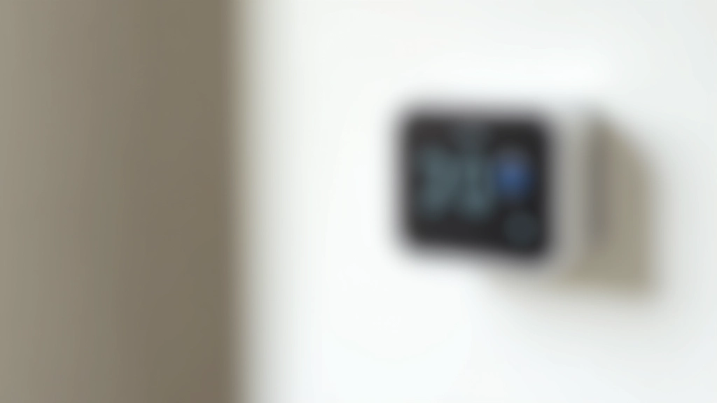 Close-up of smart thermostat display showing temperature, humidity, and scheduling options with touch interface